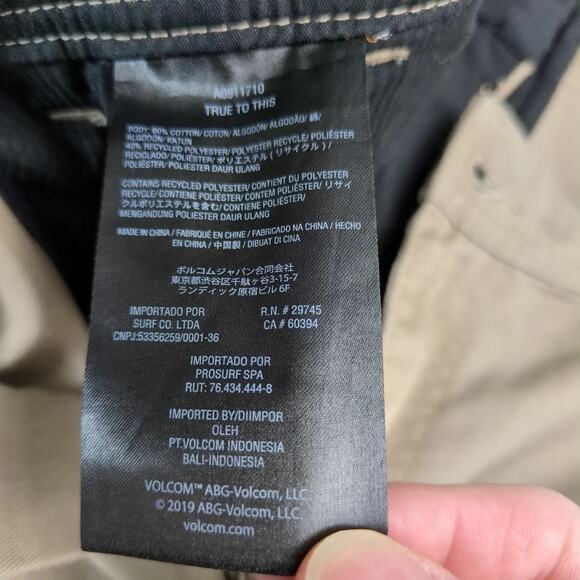 Volcom True to This Tan Khaki Chino Shorts Men's 38x9.5" Pockets Preppy Gorpcore - Picture 4 of 10